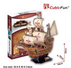 Cubicfun Puzzle Kit 3d In Foam Boat Santa Maria Caravella Cm. 44x16x39 - 113 Pezzi - 113 Pieces /