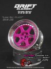 DS Racing Drift Element 6 Spoke disky, Růžové, chromový okraj a černé nýty, 2 ks