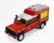 Edicola Land rover Defender 130 Pick-up Closed Sdis Vehicule D'intervention En Mileu Perilleux De La Loire Fire Engine 1986 1:43 Červená Žlutá Stříbrná