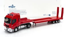 Eligor Iveco fiat Stralis 480xp Truck Rimorchio Pianale Trasporto Mezzi Movimento Terra Vigili Del Fuoco 2016 1:43 Red