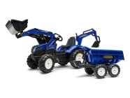 FALK - Šlapací traktor New Holland T8 s nakladačem, rypadlem a maxi vlečkou