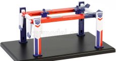 Greenlight Accessories Standard Oil Garage Set Officina - Ponte Sollevatore Auto - Four Post Lift 1:64 Modrá Bílá Červená