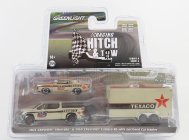 Greenlight Chevrolet Silverado Pick-up 2021 With Trailer + Camaro Rs Texaco Coupe 1969 1:64 Beige