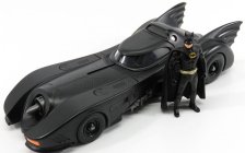 Jada Batman Batmobile Movie 1989 With Batman Figure 1:24 Matt Black