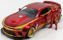 Jada Chevrolet Camaro Coupe With Iron Man Figure 2016 1:24 Červené Zlato