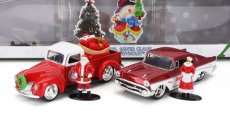 Jada Ford usa Set Holiday Rides 2022 - Pick-up 1941 With Chevrolet Bel Air 1957 With Santa Claus (babbo Natale) & Mrs. Santa Claus Figures 1:32 Červená Met Bílá
