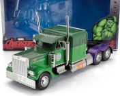 Jada Peterbilt 379 Tractor Truck 3-assi Hulk 1992 1:24 2 Tóny Zelené