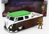 Jada Volkswagen T1 Double Cabine Pick-up 1963 With Groot Figure - Guardians Of The Galaxy 1:24 Hnědá Bílá Zelená