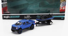 Maisto Ford usa F-150 Svt Raptor Pick-up With Bass Boat And Trailer 2021 1:64 Modrá Černá