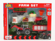 Maisto Massey ferguson Farm Set 8s.285 Tractor With Accessories 2018 1:64 Červená Šedá