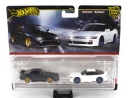 Mattel hot wheels Nissan Set 2x 180sx Type X Coupe + Sileight (silvia S13) Coupe 1989 1:64 Černá Bílá