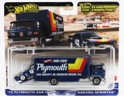 Mattel hot wheels Truck Sakura Sprinter Car Transporter With Plymouth Cuda N 42 Racing 1970 1:64 Blue