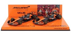 Minichamps Mclaren Set 2x F1  Mcl38 Team Mclaren N 81 Winner Hungarian Gp 2024 Oscar Piastri + N 4 2nd Hungarian Gp 2024 Lando Norris 1:43 Oranžová Černá