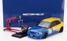 Motorhelix Honda Civic Ek9 Type R Spoon N 95 Racing With Engine And Accessories 1999 1:18 Modrá Žlutá