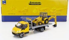 Newray Iveco fiat Daily Roll-off Pianale 2023 With Accessories + New Holland B110c Ruspa Gommata - Scraper Tractor 1:36 Žlutá Černá