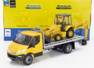 Newray Iveco fiat Daily Roll-off Pianale 2023 With New Holland B110c Ruspa Gommata - Scraper Tractor 1:36 Žlutá Černá