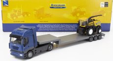 Newray Iveco fiat Stralis 540 Truck Pianale 2009 With New Holland Fr920 Mietitrebbia Gommata Harvester 1:43 Modrá Žlutá Černá