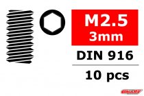 Ocelový Inbusový červík, M2,5x3mm, 10 ks.