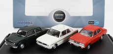 Oxford-models Ford england Set 3x Cortina Mki 1962 - Mkii 1967 - Mkiii 1973 1:76 Zelená Bílá Oranžová