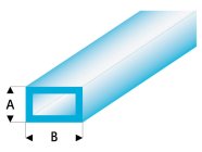 Raboesch profil ASA trubka čtyřhranná transparentní modrá 2x4x330mm (5)