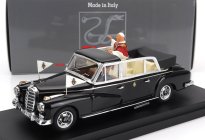 Rio-models Mercedes benz 300d Limousine Semiconvertible 1960 - With Driver And Pope Figure - Papa Giovanni Xxiii 1:43 Black