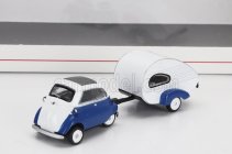 Schuco BMW Isetta With Caravan 1955 1:87 Modrá Bílá