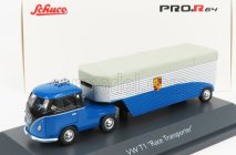 Schuco Volkswagen T1b Continental Motors Porsche Car Transporter 1962 1:64 Modrá Černá