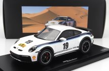 Spark-model Porsche 911 992 Coupe N 19 Rally Dakar Design 2022 - Con Vetrina - With Showcase 1:18 Bílá Modrá