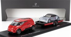 Spark-model Porsche Set 2x Vision Racing Service Van + 357 2023 - 75th Anniversary Porsche Sports Car 1948-2023 1:43 Red