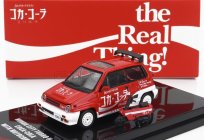 Tiny toys Honda City Turbo Ii Coca-cola The Real Thing 1981 With Motocompo - Motorcycle 1:64 Červená Bílá