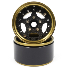 1.9 Beadlock Hliníkové CNC 5 Spoke Carbon Gold Titanium, 2ks