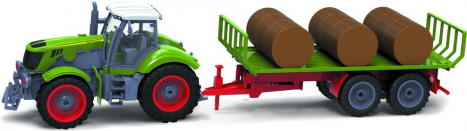 RC traktor 1:28 s přívěsem a balíky