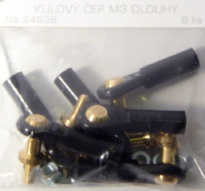 2453 Kulový čep V1, pr.7, M3/M3 dlouhý, 6ks
