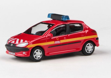 Abrex Cararama 1:72 - Junior Rescue Series, Peugeot 206 (POMPIERS)