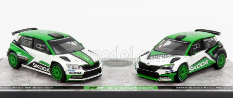 Abrex Škoda Set 2x Fabia R5 Evo N 0 Showcar 2017 a 2020 1:43, zelená-bílá