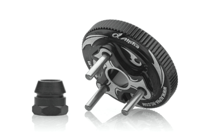 Alpha 34mm setrvačník spojky s Alpha logem-černý včetně matky