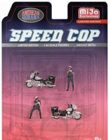 American diorama Figures Set 2x Police Man With 2x Motorcycle 1:64 Černá Bílá