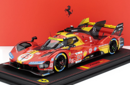 Bbr-models Ferrari 499p 3.0l Turbo V6 Team Ferrari Af Corse N 50 Winner 24h Le Mans 2024 Antonio Fuoco - Miguel Molina - Nicklas Nielsen - Con Vetrina - With Showcase 1:18 Červená Žlutá Černá