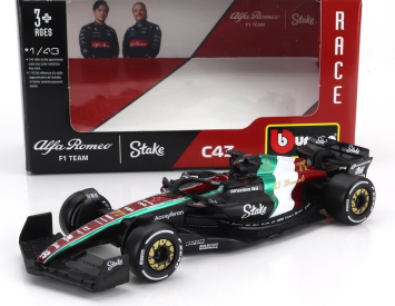 Bburago Alfa romeo F1  C43 Team Stake N 77 Monza Italy Gp 2023 Valtteri Bottas 1:43 Černá Červená Bílá Zelená