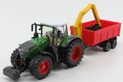Bburago Fendt Vario 1000 Tractor With Crane And Trailer 2016 1:50 Zelená Šedá Červená