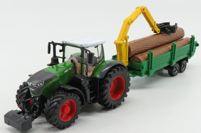 Bburago Fendt Vario 1000 Tractor With Trailer Trunk Transport 2016 - Trasporto Tronchi 1:50 Zelené Šedé Dřevo