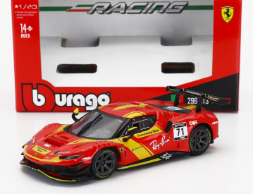 Bburago Ferrari 296 Gt3 3.0l Twin Turbo V6 N 71 Racing 2023 1:43 Červená Žlutá