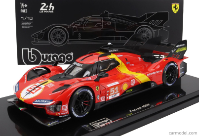 Bburago Ferrari 499p 3.0l Turbo V6 Team Ferrari Af Corse N 51 Winner 24h Le Mans 2023 Alessandro Pier Guidi - James Calado - Antonio Giovinazzi  - With Showcase - Exclusive Carmodel 1:18 Červená Žlutá Černá