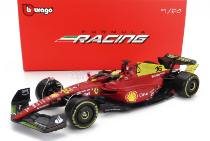 Bburago Ferrari F1-75 Scuderia Ferrari N 16 2nd Monza Gp Italy (pole Position) 2022 Charles Leclerc - With Pilot And Showcase - Exclusive Carmodel 1:24 Červená Žlutá