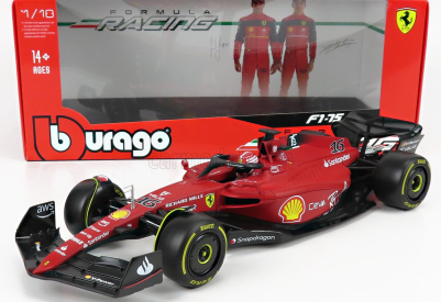 Bburago Ferrari F1-75 Scuderia Ferrari N 16 Season 2022 Charles Leclerc - Yellow Wheels - Exclusive Carmodel 1:18 Red