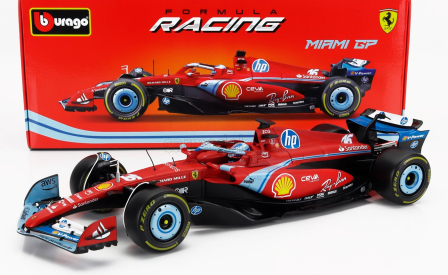 Bburago Ferrari F1  Sf-24 Team Scuderia Ferrari N 16 3rd Miami Gp 2024 Charles Leclerc 1:18 Červená Černá Světle Modrá