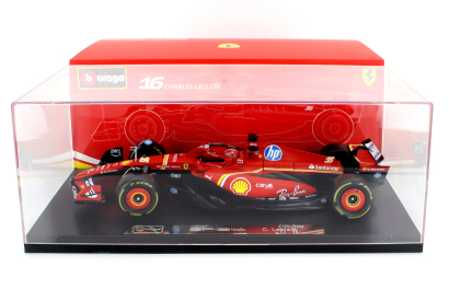 Bburago Ferrari F1  Sf-24 Team Scuderia Ferrari N 16 4th Emilia Romagna Imola Gp 2024 Charles Leclerc - Con Vetrina - With Showcase 1:18 Červená Černá