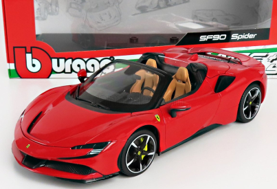 Bburago Ferrari Sf90 Stradale Hybrid Spider 1000hp Open 2020 1:18, červená