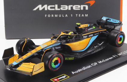 Bburago Mclaren F1  Mcl36 Mercedes Team Mclaren N 4 Australian Gp 2022 Lando Norris - With Helmet And Plastic Showcase 1:43 Oranžová Světle Modrá