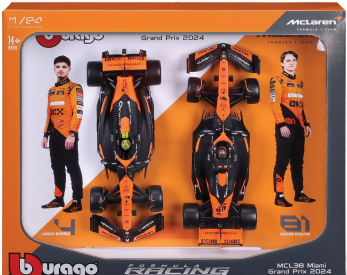 Bburago Mclaren Set F1  2x Mcl38 Team Mclaren N 4 Season 2024 Lando Norris + N 81 Oscar Piastri - With Pilot 1:24 Oranžová Černá